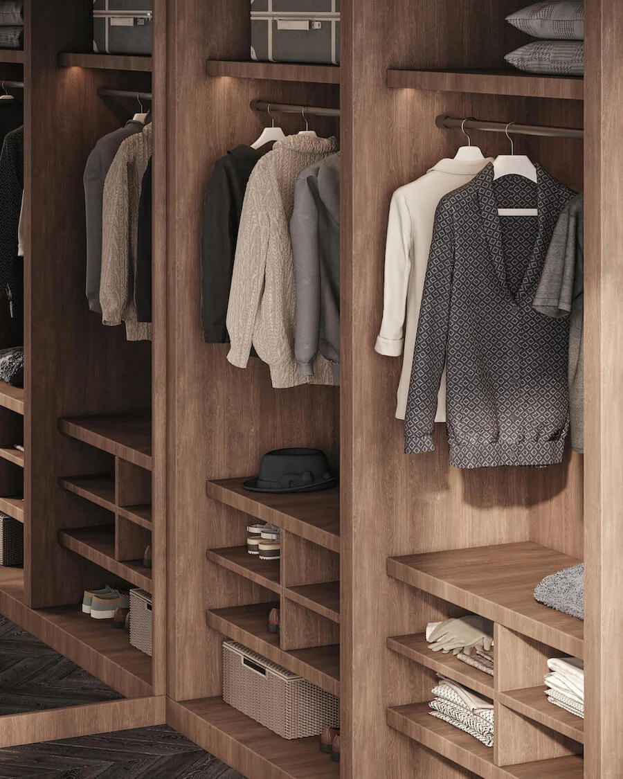 Современные гардеробные комнаты на заказ от производителя Deni Art