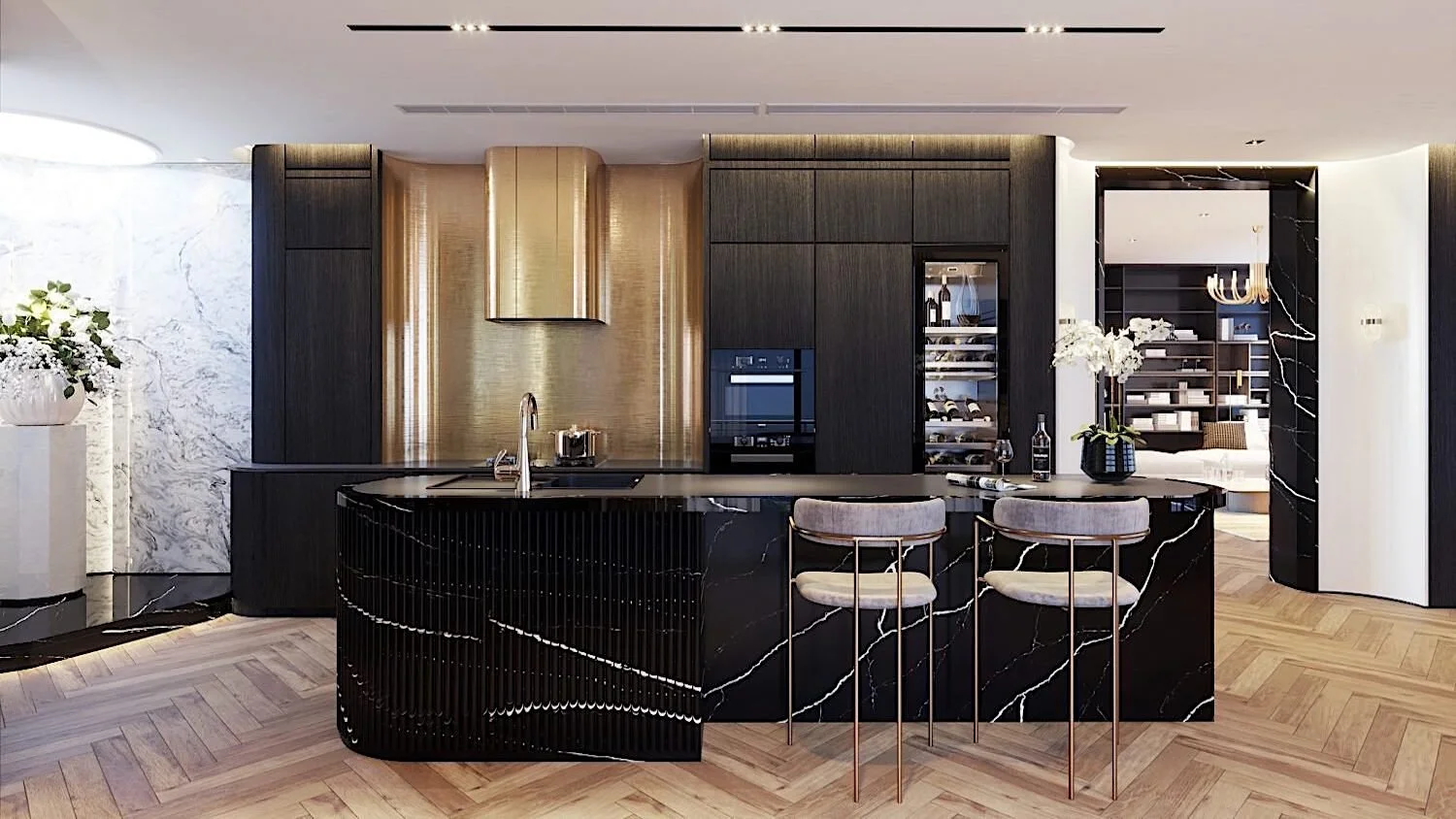 Черная кухня BLACK в современном стиле ➤ Deni-art — Эксклюзивная мебель и кухни на заказ в Москве