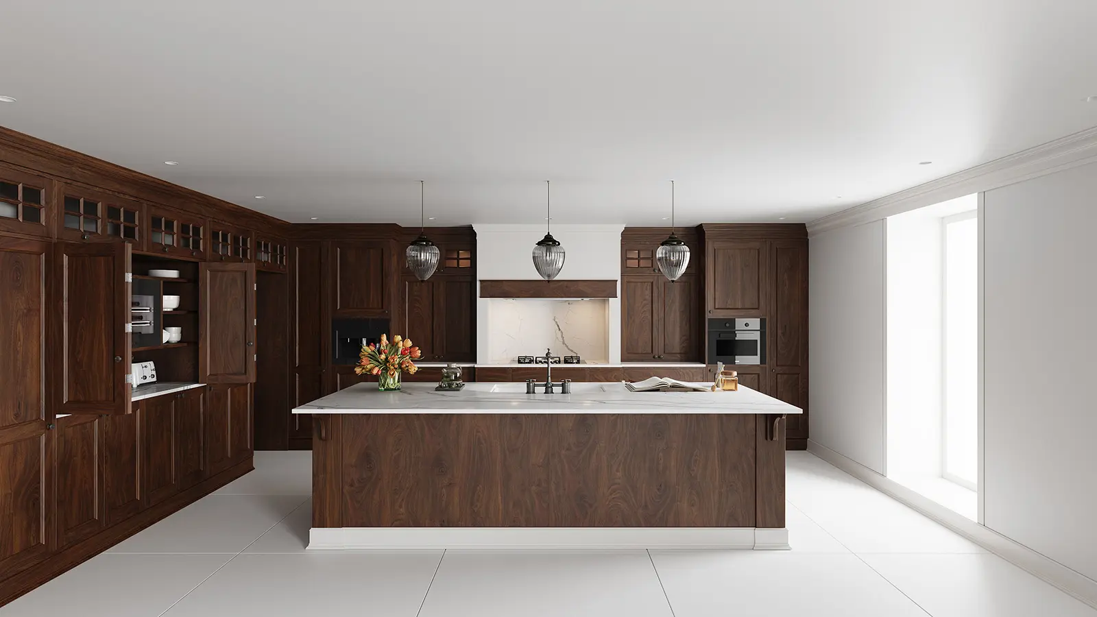 Дизайнерская кухня CLASSIC из массива Американский орех ➤ Deni-art — Эксклюзивная мебель и кухни на заказ в Москве