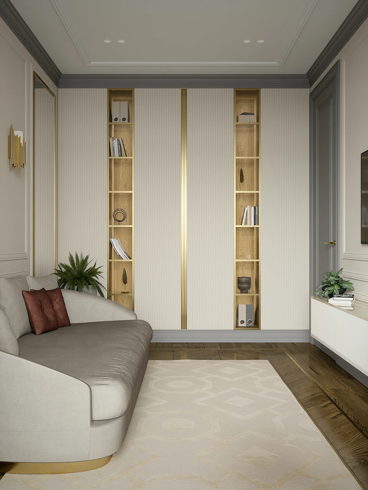 Супермодный шкаф с с реечным декором ™ Фабрика премиальной мебели Deni-ART