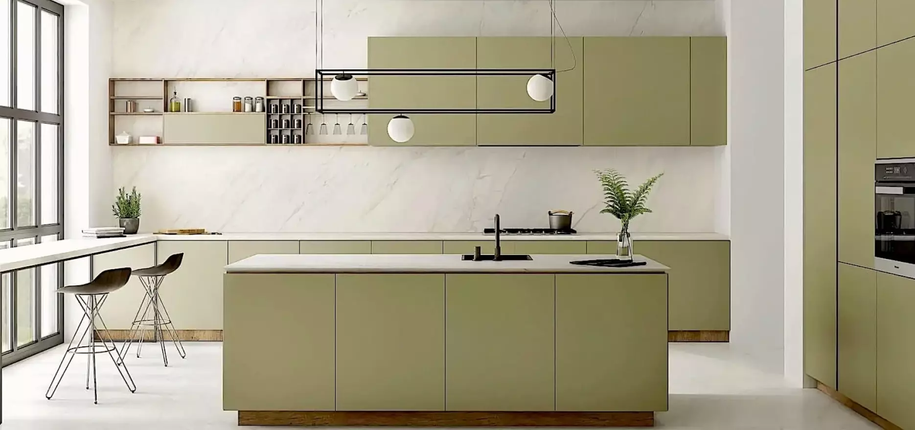 Кухня цвета хаки в современном и классическом стиле ➤ Deni-art — Эксклюзивная мебель и кухни на заказ в Москве